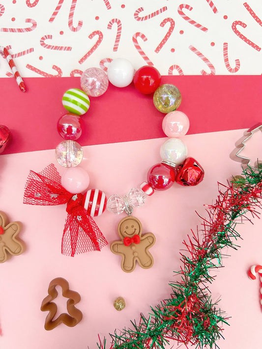 Christmas Gingerbread Jingle Bell Holiday Charm Bracelet