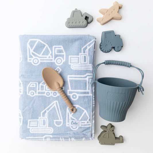 The Kenzie Beach Towel & Wet Bag - Trucks & Diggers