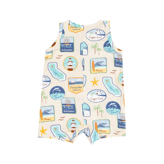 Beach Patches - Sleeveless Shortie Romper
