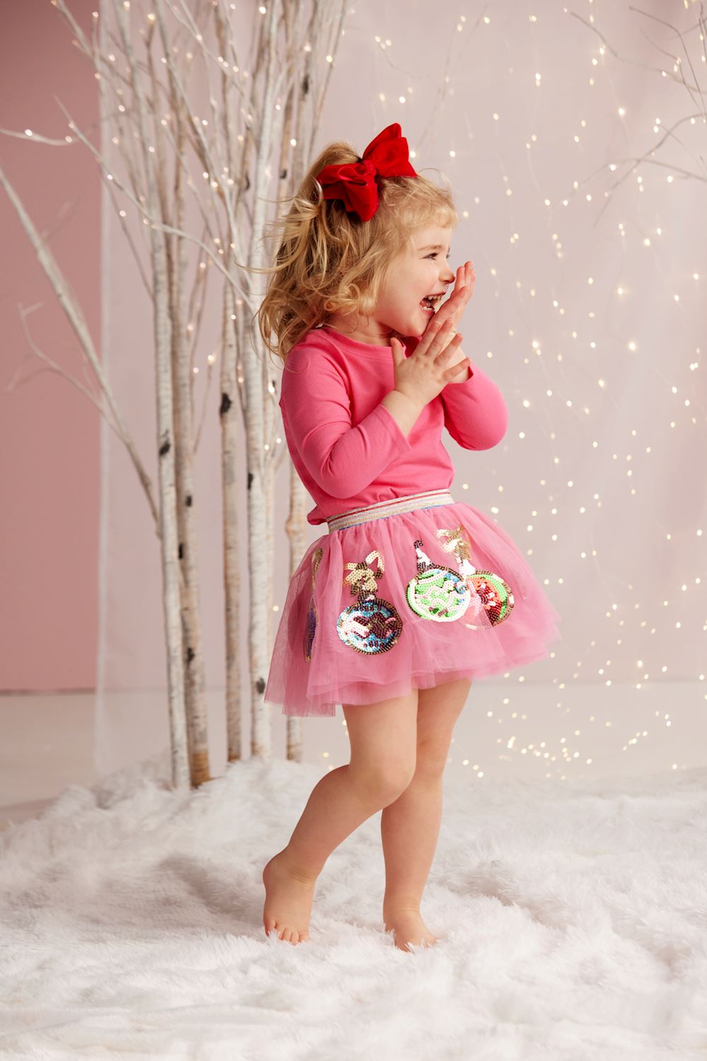 open lace back dress Christmas Tree Pink Stripe Knit Dress – Classic Whimsy main image 0