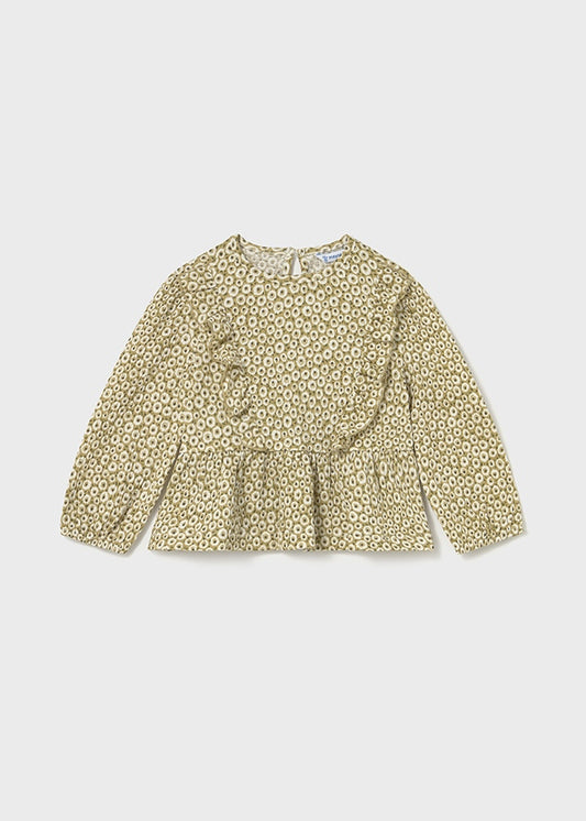 Pistachio Garden Ruffle Gauze Top