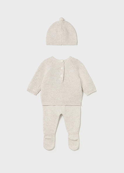 Newborn 3-Piece Knit Set - Heather Milk