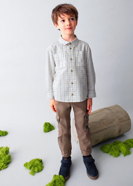 Boy Plaid Shirt - Cream