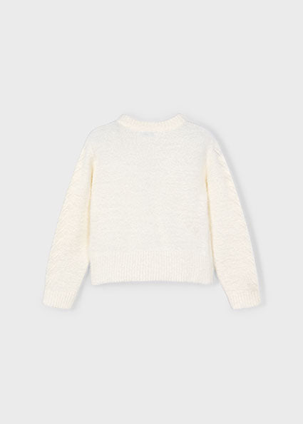 Faux Fur Knit Sweater - Natural