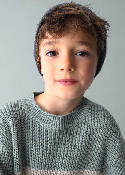 Striped Knit Sweater - Glacier