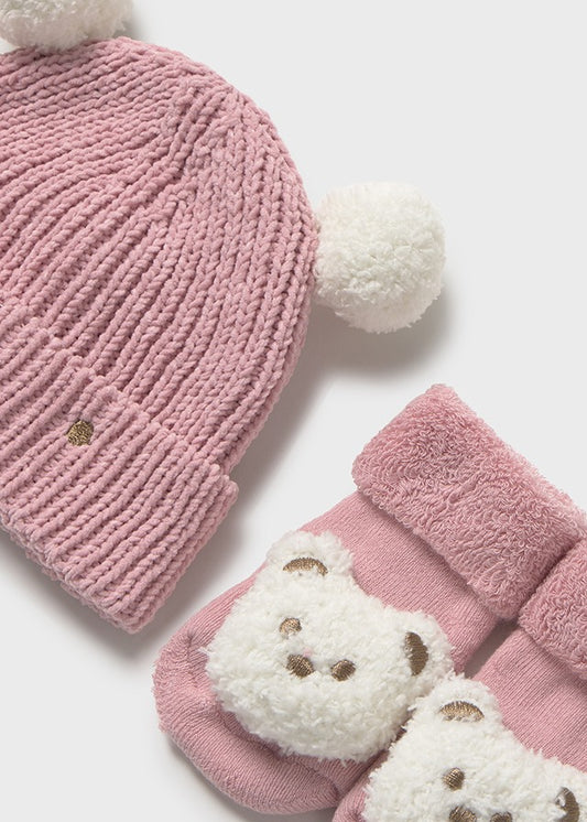 Newborn Hat and Socks Set - Orchid