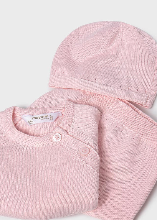 Newborn 3-Piece Gift Knit Set - Baby Pink