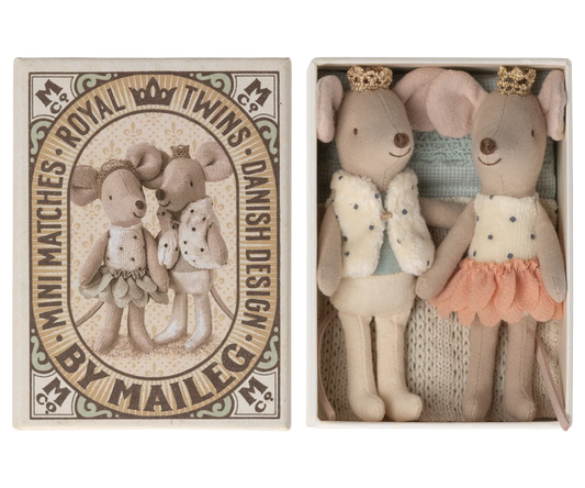 Royal Twins in Box, Little Brother & Sister in Matchbox - Pink Skirt