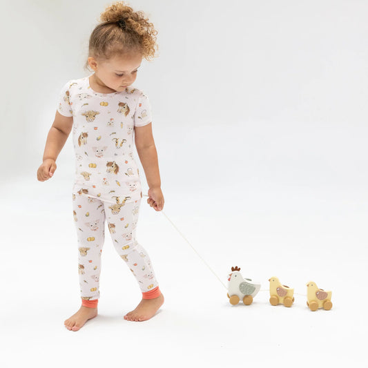 Vintage Animals Faces Pink - Short Sleeve Loungewear Set