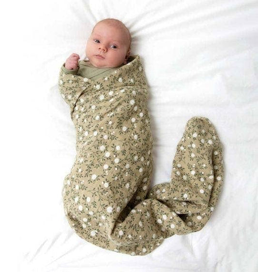 Dark Sage Blossom Swaddle/Muslin Cloth