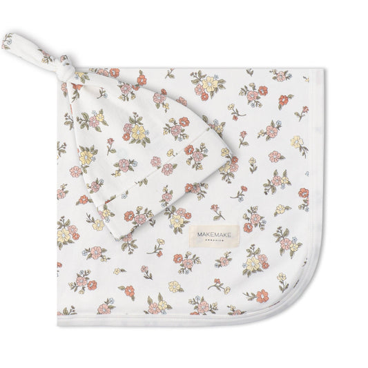 Organic Swaddle Blanket & Hat Set - Meadow