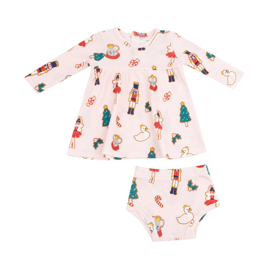 Sugar Plum Fairy Christmas Cookie Pink - Simple Dress + Bloomer