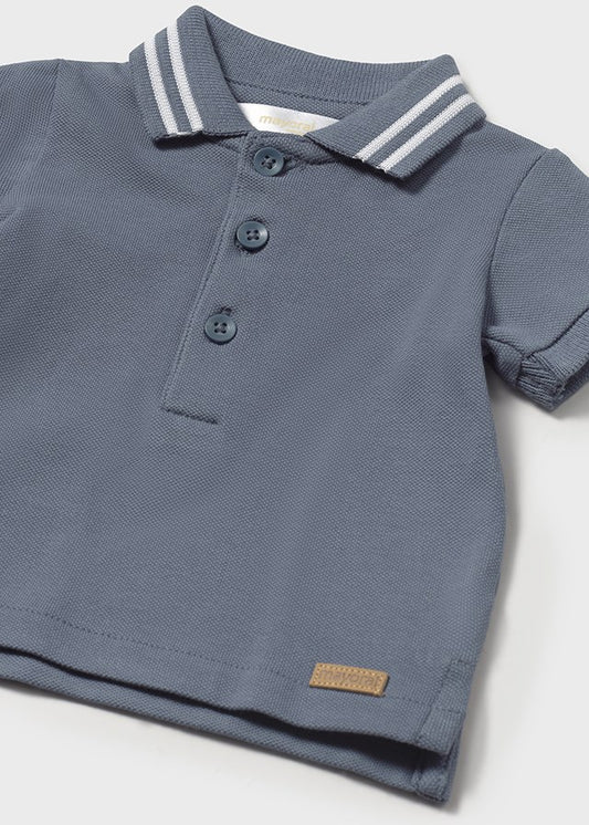 Blue Pique Polo Shirt