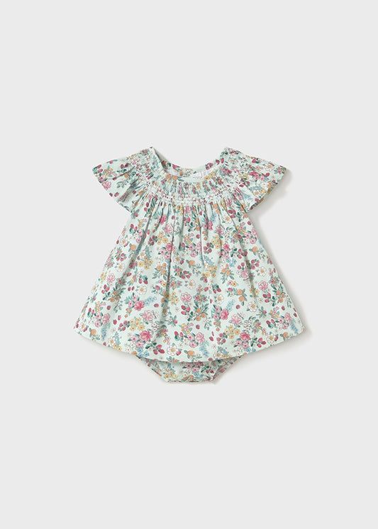 Newborn Girls Strawberry Floral Dress with Bloomers