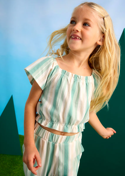 Striped T-Shirt and Wide Leg Pants Set