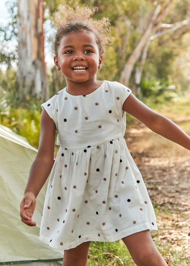 princess polly baby blue dress Dolcezza Off White/ Black Spot Dress Style 25104 main image 1