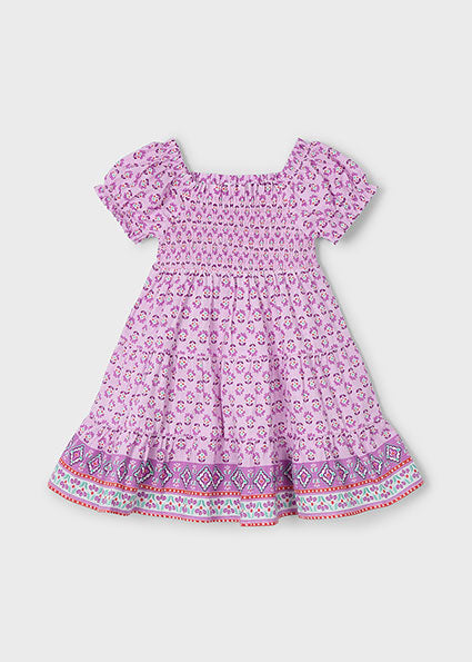 Girl's Printed Smocked Border Dress