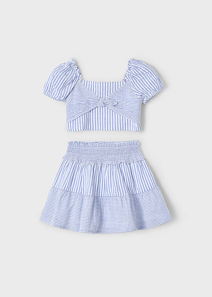 Ocean Blue Striped Skirt and Top Set