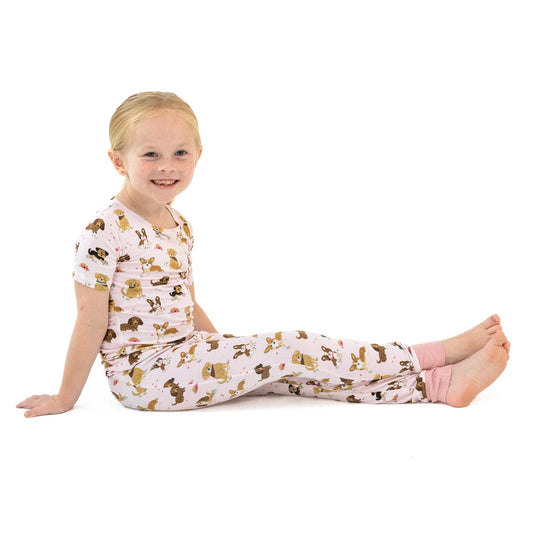 Best Friend Dogs Pink - Short Sleeve Loungewear Set