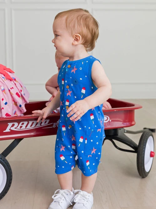Baby Boys Freedom Fireworks Pocket Romper