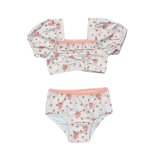 Strawberry Puff Sleeve Swimsuit