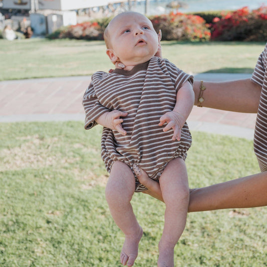 Terry T-Shirt Romper | Cola Stripe
