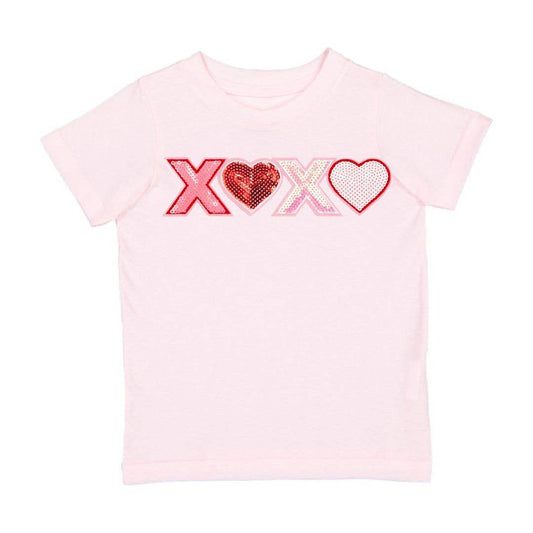 XOXO Sequin Patch Valentine's Day Short Sleeve T-Shirt