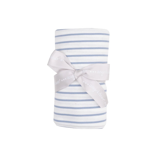 Ribbed Modal Swaddle Blanket - French Stripe Dusty Blue