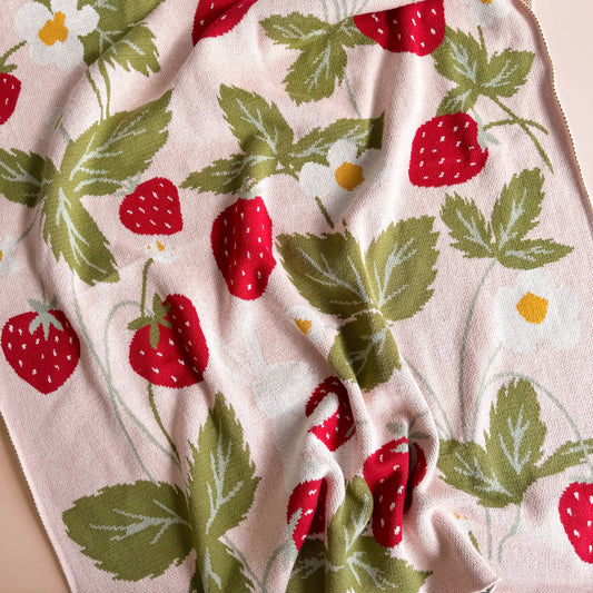 Strawberry Bunny | Organic Cotton Baby Blanket