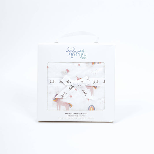 Bright Unicorn Bamboo Muslin Crib Sheet