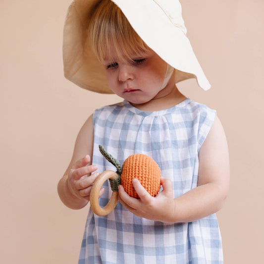 Orange | Cotton Crochet Rattle Teether