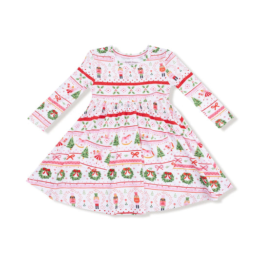 Sugar Plum Fairy + Nutcracker Fair Isle Pink Twirly Dress