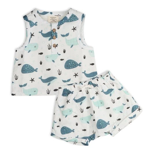 Whales Baby Top + Shorts