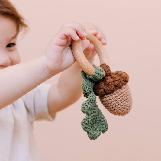 Acorn | Cotton Crochet Rattle Teether - view 2