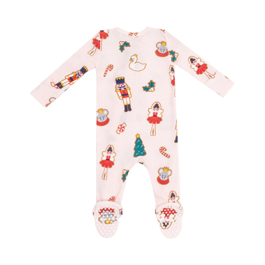 Sugar Plum Fairy Christmas Cookie Pink - 2 Way Zipper Footie