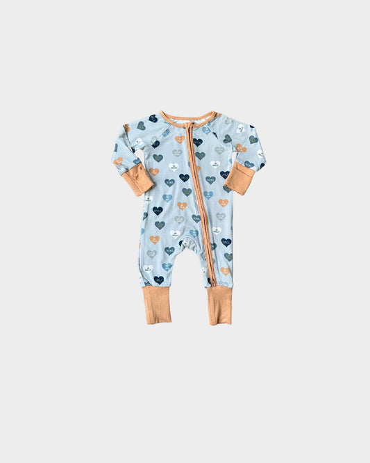 Valentines Hearts Bamboo Footless Romper