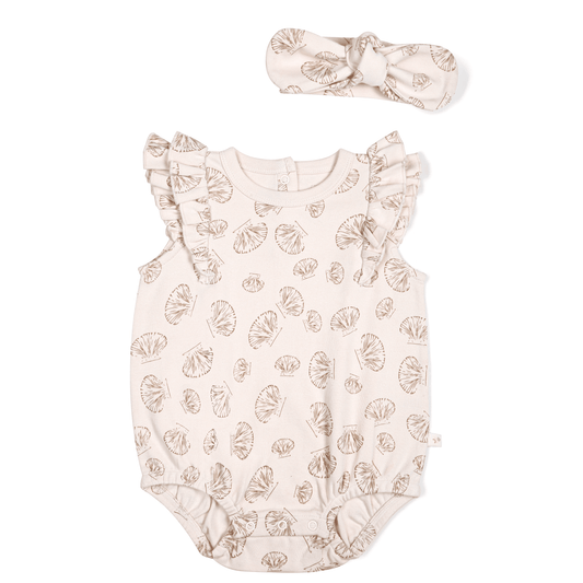 Organic Flutter Bubble Onesie - Seashells
