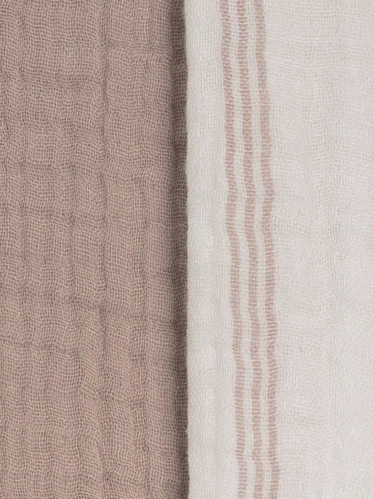 Enzo Stripe + Beige | Organic Muslin Burp Cloth Set