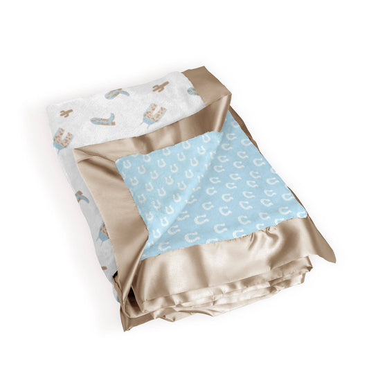 Howdy Partner Blue Reversible Baby Blanket