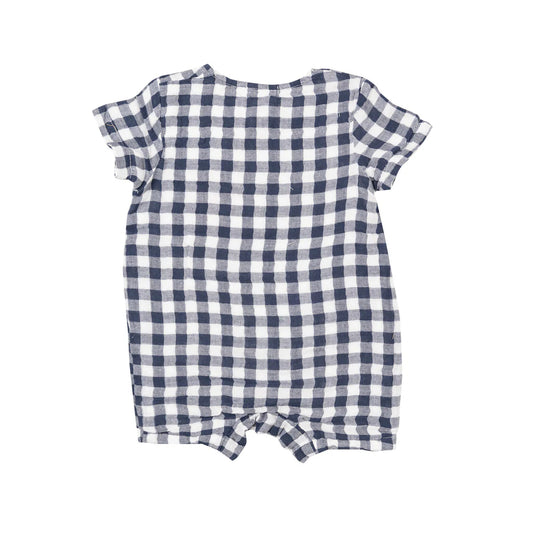 Navy Gingham Henley Shortall