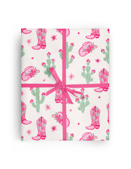 Pink Western Cowgirl Wrapping Paper Roll