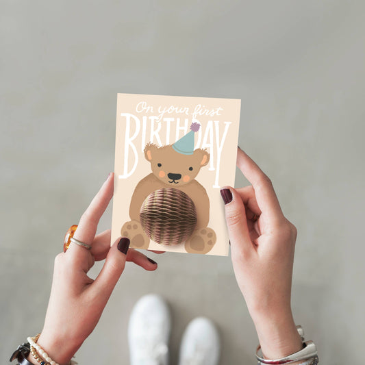 Pop-up Card - Teddy Bear - First Birthday