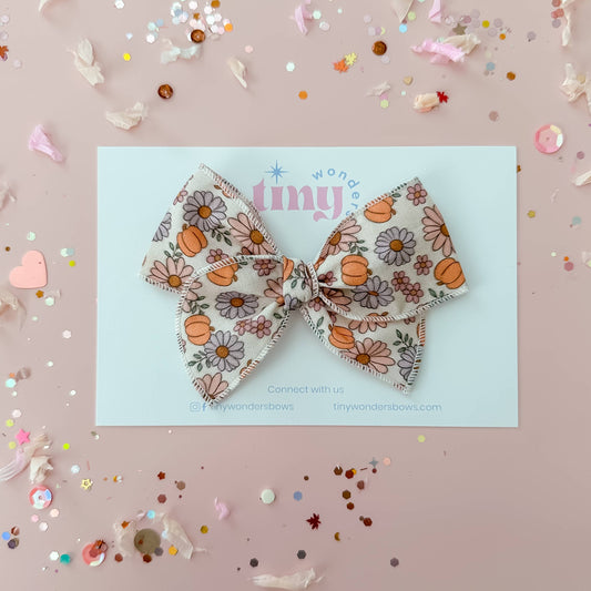 Pumpkin Floral hair bow