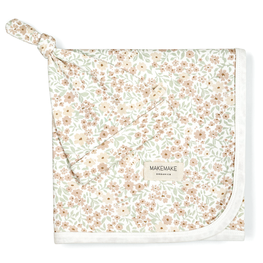 Organic Swaddle Blanket & Hat - Summer Floral