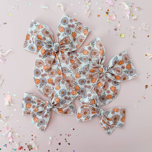 Pumpkin Floral hair bow