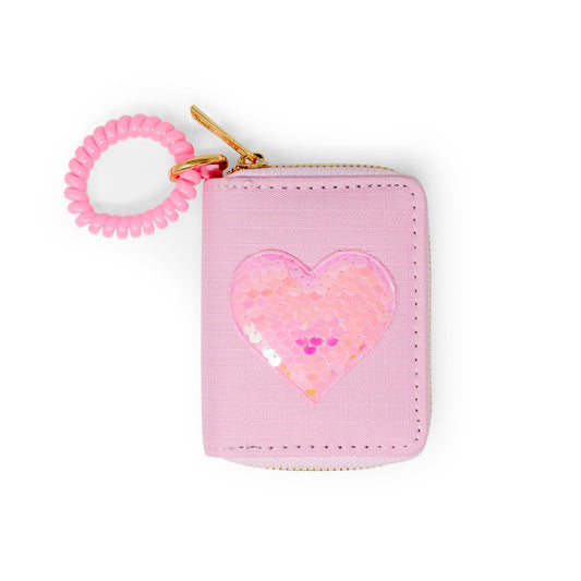 Sequin Heart Spiral Strap Wallet for Kids