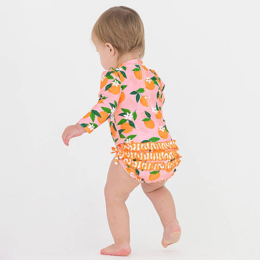 Orange You The Sweetest Long Sleeve One Piece Rash Guard