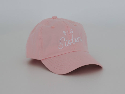 Big Sister Pink Twill Hat • Modern Girls Cap for New Sisters