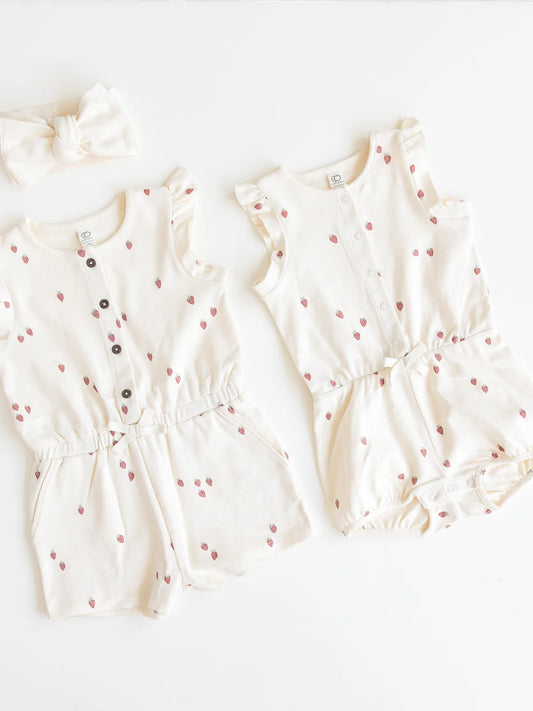 Organic Kids Shaye Romper - Strawberry / Berry