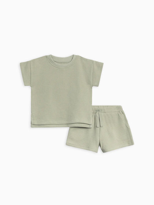 Odell Waffle Tee And Shorts Set - Mint